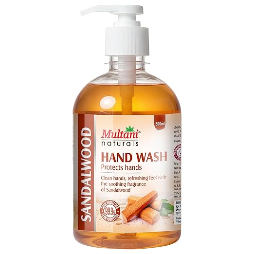 Multani Natural Sandalwood Hand Wash (500 ml) | Clean Hands, Refreshing Feel With The Soothing Fragrance Of Sandalwood with Natural Ingredients | 99.9% Germ Protection Liquid Hand Wash