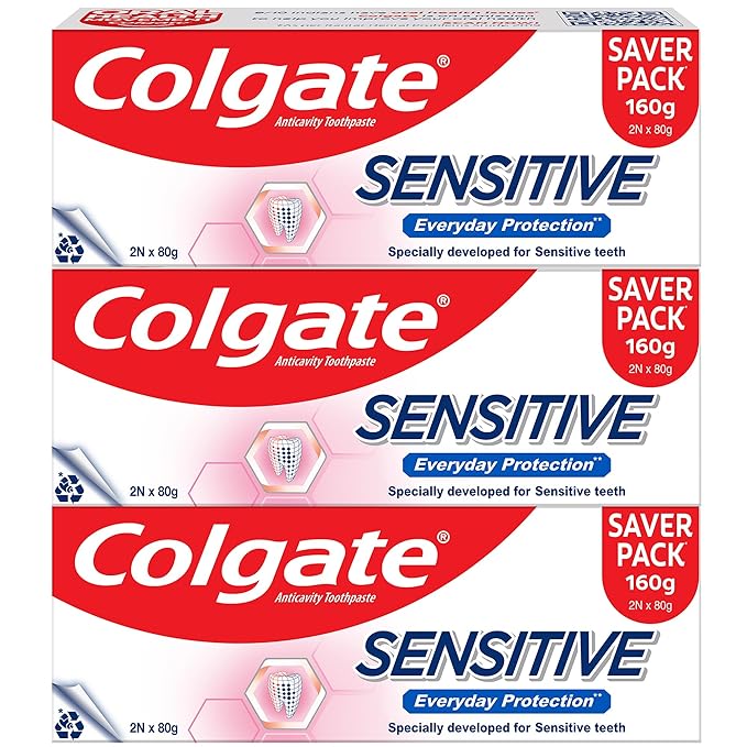 Colgate Sensitive Everyday Protection Toothpaste, For Sensitivity Relief, 480g (Pack of 3 x 160g)