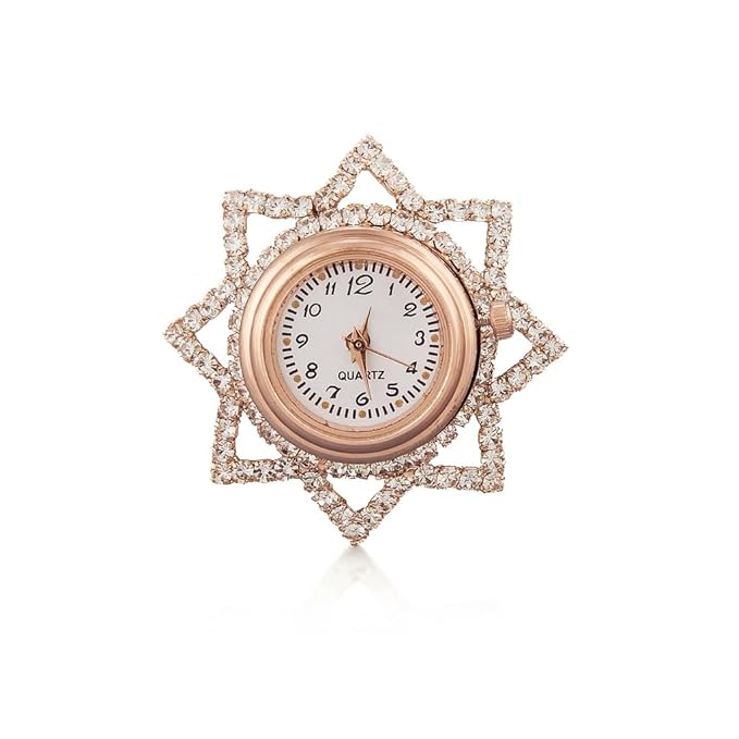 Rose Gold Crystal Studded Star Ring Watch for Women | Stylish Adjustable Finger Watch for Girls & Ladies