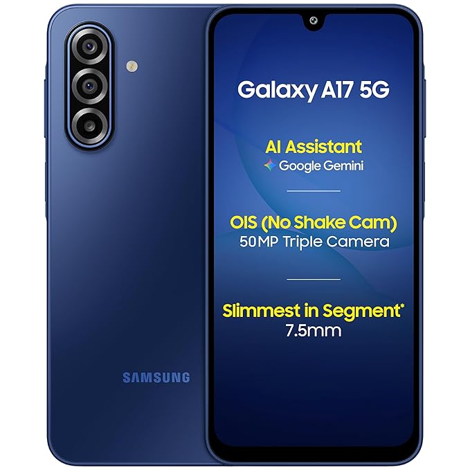 Samsung Galaxy A17 5G (Blue, 8GB RAM, 256GB Storage) | 50 MP No Shake Camera | Gemini Live | Circle to Search | Super AMOLED | Corning Gorilla Glass Victus | 7.5mm Sleek | AI