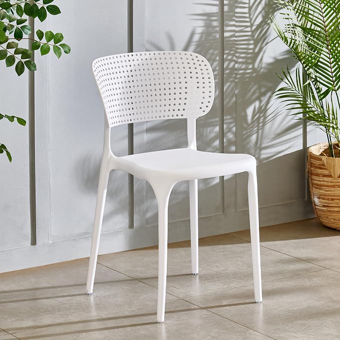 Home Centre | Gracia NXT Polypropylene Cafe Chair | Outdoor Chair for Garden | White | 1 Year Warranty
