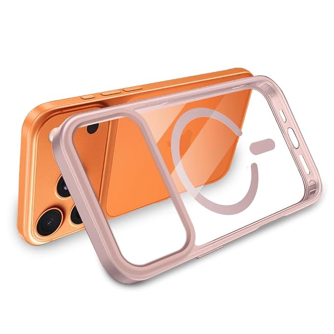 iPhone 17 Pro Transparent Case | Shockproof Bumper & Camera Protection | Magsafe Compatible | Sleek Hard Crystal Back Cover for iPhone 17 Pro  -  Pink