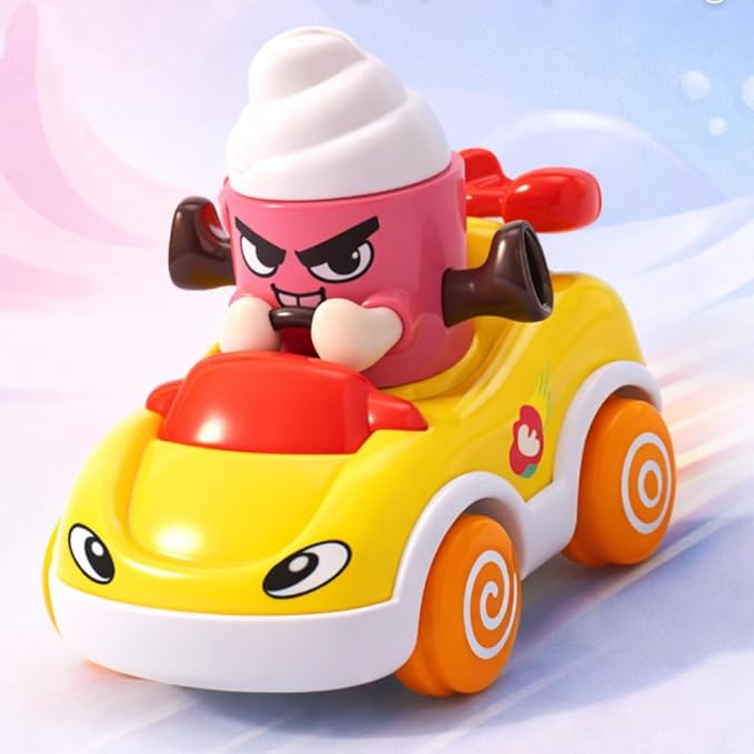 Storio Foodie Toy Car - Mr Icecream | Friction Powered Vehicle for 1 - 3 Year Old Boys & Girls | Push & Go Baby Car Toy | Cartoon Car for Toddlers 12 - 18 Months | Safe Durable Educational Toy for Kids