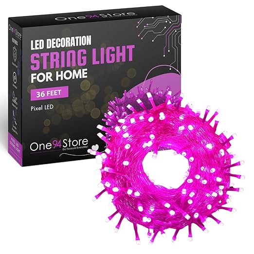 One94Store LED Pixel String Light Pack of 1  -  36 Ft Flexible Copper Wire Fairy Lights, Bright Pink Decorative Lights for Diwali Decoration, Home Décor, Pooja, Festival, Christmas, Wedding & Party