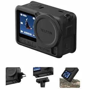 TELESIN Silicone Protective Case for DJI Osmo Action 6 with Lens Cap & Lanyard, Anti-Scratch Washable Cover Anti-Slip Dustproof Action Camera Protection for DJI Action 6 Accessories (Black)