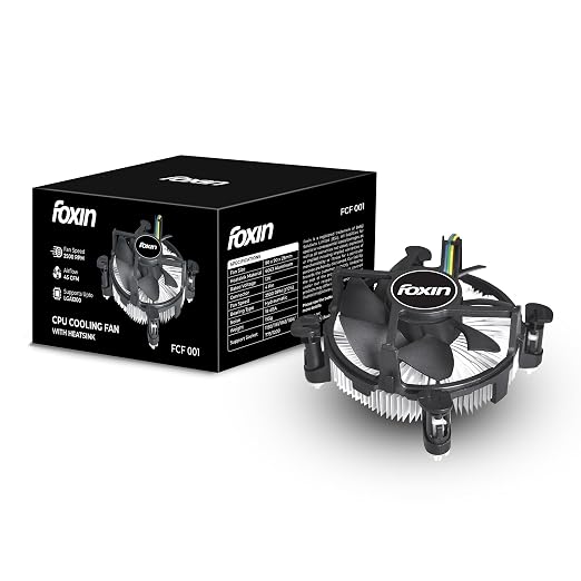 Foxin FCF 001 CPU Cooling Fan | CPU Cooler 90mm | Hydramatic Bearing | 2500 RPM & Airflow 45 CFM | 4-Pin PWM Connector | Compatible with Intel LGA1700/115X/1200 & AMD AM2/AM3/AM4/AM5