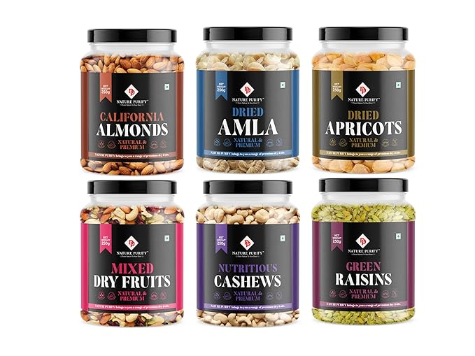 Nature Purify Dry fruits Combo 1.5 kg (Almond, Cashew, Apricot, Green Raisins, Amla & Mixed Nut)