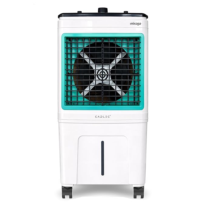 Cadlec ChillMate 50L Desert Air Cooler For Home, High Speed Fan with Powerful Air Throw, Inverter Compatible, Anti-Bacteria Honeycomb Pad, Ice Chamber with Glass Top, 3 Year Warranty | White