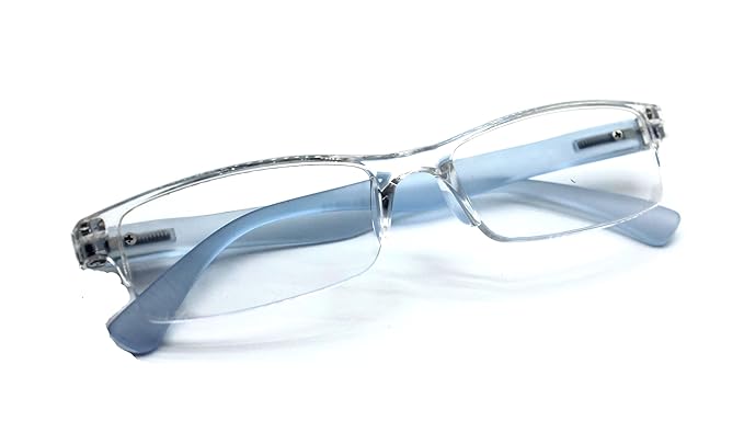 TJT Half Rim Reading Glasses For Men And Women Power +1.00 +1.25 +1.50 +1.75 +2.00 +2.25 +2.50 +2.75 +3.00 Size (Medium) Color -Transparent