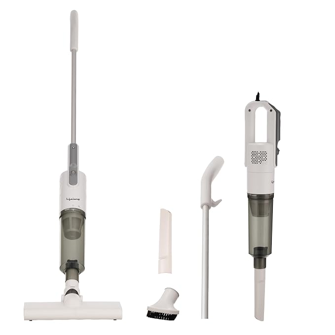 Lifelong 2-in-1 Handheld & Stick Vacuum Cleaner | 14KPA Suction | HEPA Filter | 3 Cleaning Heads for Dust Mite, Bed, Sofa, Floor | Click Lock Detachable Dust Cup | For Home Use Dry Vacuuming (LLVC922)