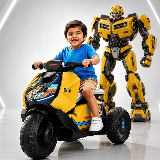 Lifelong Transformers Kids Electric Bike | Rechargeable 6V Battery Kids EV Ride On Built-in Music & LED Lights|Foot Accelerator with Pedal | BIS Certified EV Bike for 2 - 5 Years (LLEV999)