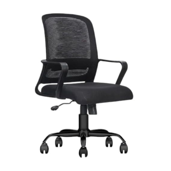 Ergonomic Office Chair with Breathable Mesh Back | Adjustable Height, Padded Seat, Lumbar Support, 360° Swivel, Smooth Rolling Casters, Modern Computer Desk Chair for Home & Office (Black)