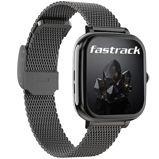 Fastrack Noir Rizz Women Smartwatch with 1.72" inch Ultra HD Display,Womens Health,AI Watchface & AI Chat,Functional Crown,24/7 Health Suite,BT Calling,IP68,Additional Silicone Strap,Games - Black
