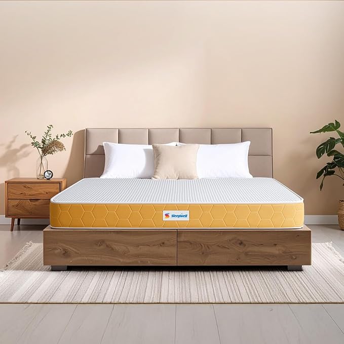 Sleepwell Dual 6 Inch Mattress | King Size Bed Mattress | Dual Comfort | Relieving Pressure | Soft & Firm | Neem Fresche | Reversible | HD Foam | Restful Sleep | 72x70x6 | 10 Years Warranty