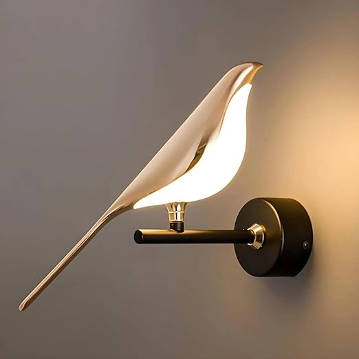Groeien 12W | 3 Color Modern LED Golden Bird Wall Sconce Gold Wall Light for Bedroom Living Room Corridor Lighting Fixtures Wall Mount(Warm+Natural+Coolwhite)(Golden Bird, 1, Count)