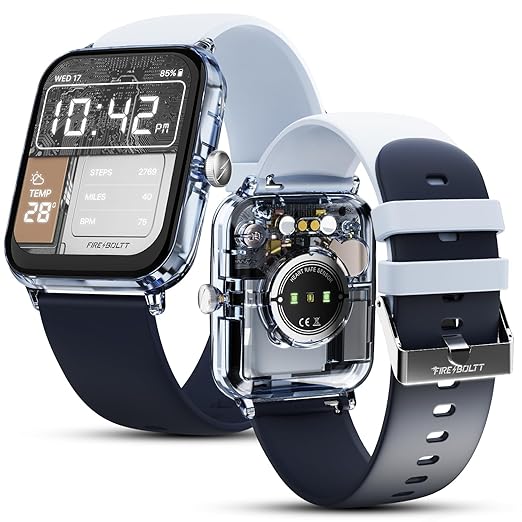 Fire-Boltt Ninja Phantom Smart Watch 1.83 Display, Transparent Clear Body Design, Bluetooth Calling, 120+ Sports Modes, Voice Assistant, AI Outfit Watch Face Smartwatch for Men & Women Stealth Navy
