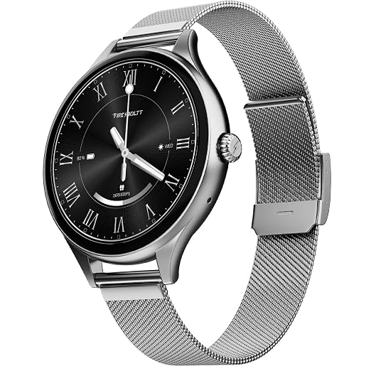 Fire-Boltt Phoenix Air Smart Watch 1.26 Round Display, Rotating Button, Wireless Charging, Ultra Lightweight Metal Body, Bluetooth Calling, Smartwatch with Silicone & Mesh Steel Straps Titan Silver