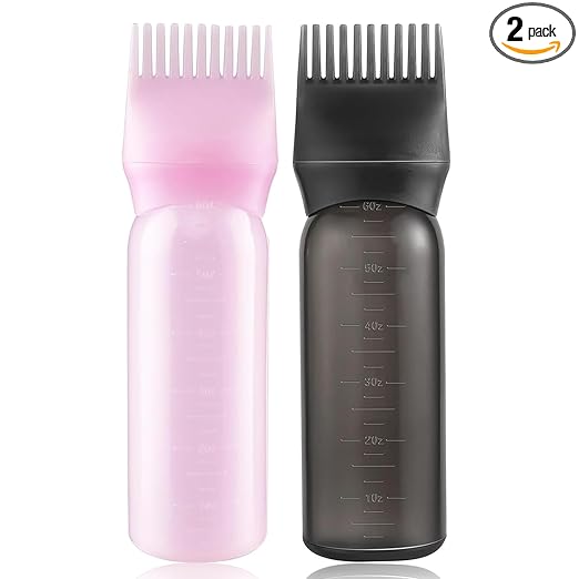 GLUN® 2 Piece Hair Dye Comb Bottle, Anti-dandruff Soft Silicone Bristle for Hair Dye Applicator, 120ML Bottle, Hair Colouring Tool for Home Use