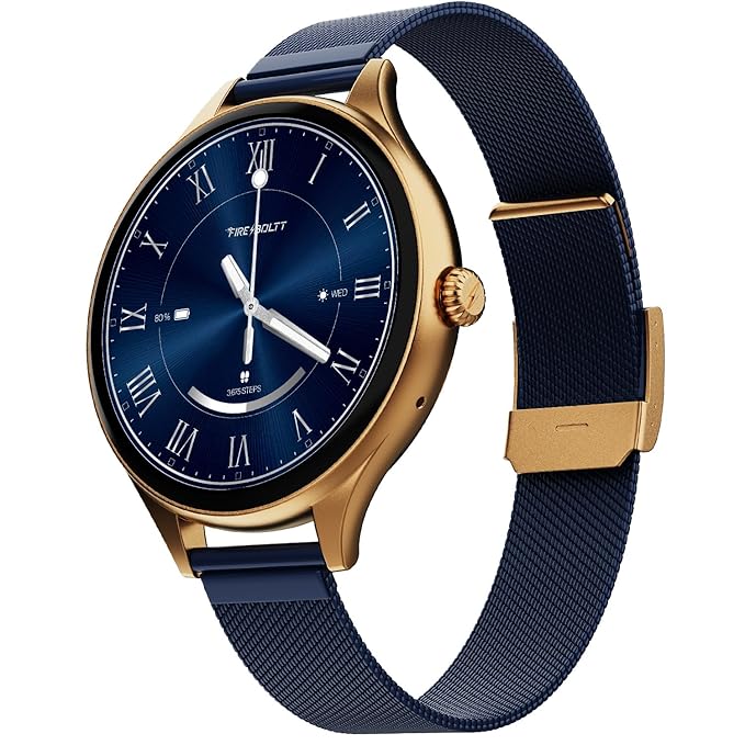 Fire-Boltt Phoenix Air Smart Watch 1.26 Round Display, Rotating Button, Wireless Charging, Ultra Lightweight Metal Body, Bluetooth Calling, Smartwatch with Silicone & Mesh Steel Straps Sapphire