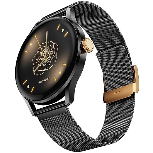 Fire-Boltt Glitz Women Smart Watch with 1.19 AMOLED Display, Bluetooth Calling, Rotating Crown, Always On Display, 1000 Nits Brightness, IP68 Waterproof Midnight Onyx