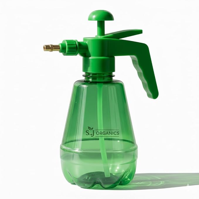 SJ Organics Hand Pressure Garden Sprayer Pump | 1.5 Litre Capacity | Adjustable Brass Nozzle (Jet & Mist) | Manual Sprayer for Plants, Gardening, Cleaning & Pest Control (Multicolor)