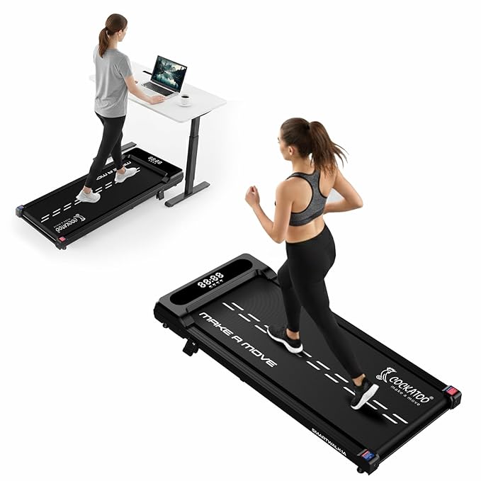 Cockatoo SmartWalk 1A Slimmest Walking Pad for Home, with Speed 1-6Km/Hr, 3HP Peak, 2-Level Incline Underdesk Treadmill (Max Weight:100 kg)