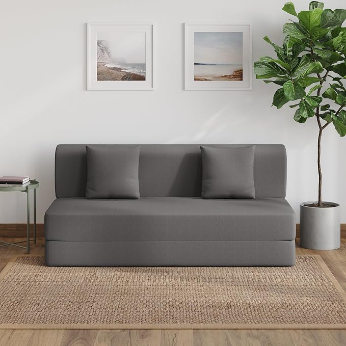 Wakefit Sofa Cum Bed | 5 Yr Warranty | 3 Seater, Foldable Sofa, 32 Density Foam with Mattress (6Ft x 5Ft), Removable & Washable Cover, Lightweight, Breathable Fabric (Flipper- WarpKnit Grey)