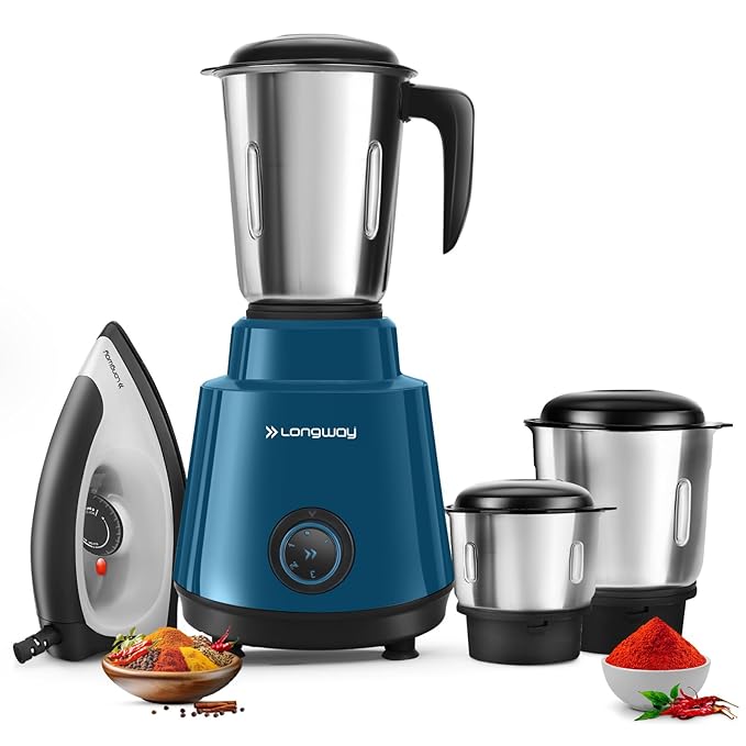 Longway Super Pro Mixer Grinder | Up to 750 Watt Powerful Motor for Grinding, Mixing, Juicing | 2 Years Warranty