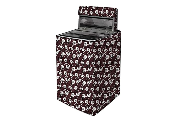 [Size: (63x63x93 CM)] - The Furnishing Tree Fully Automatic Top Load Washing Machine Cover | Waterproof & Dustproof | Easy to Clean | Durable & Washable, Floral Pattern Brown, Polyester, (63x63x93 CM)