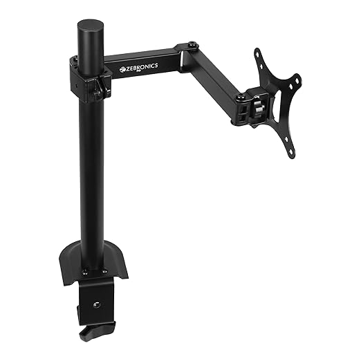 Zebronics Monitor Desk Stand, 17 - 32 Inch Support, Up to 7kg Load, Height Adjustable & Extendable Arm, VESA Compatible, Cable Management, Anti-Slip Base, Rust-Proof (DMS200)