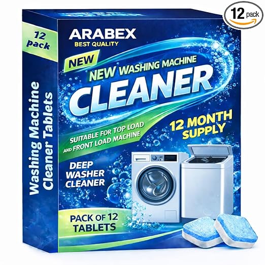 Washing Machine Cleaner Tablets 12 Pack | Deep Cleaning, Deodorizing & Descaling |For Front&Top Load Washers | Removes Odor, Residue & Buildup |Clean Inside Drum And Laundry Tub Seal.(12-PACK)