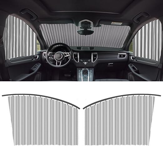 TEKCOOL 4pcs Universal Fit Magnetic Car Side Window Curtains, Foldable Car Window Privacy Curtains Sunshade Side Magnet Pleated Car Window Curtain - Removable - Keeps Cooler Screen for Baby (Grey)'