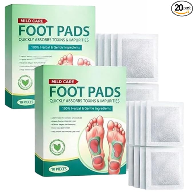 Foot patch (Pack of 2) Herbal And Gentle Ingredient Detox Foot Pads 20 pieces,Toxin Removal with Bamboo Vinegar and Acupoint Micro-Massage Technology,Natural Ingredients for Sleep Aid, Pain Relief,gel foot pads ,Foot patch.(20Pieces)