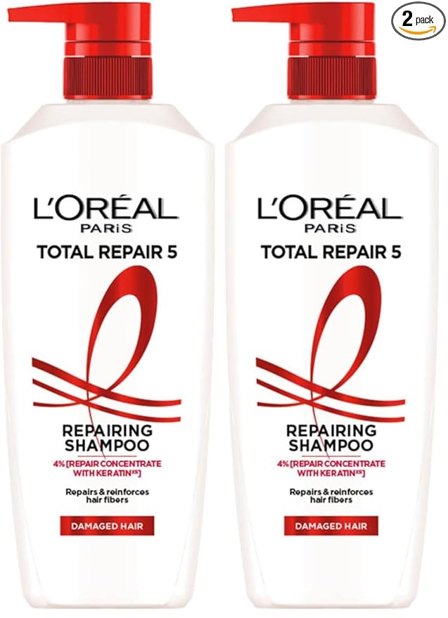 L'Oreal Paris Total Repair 5 Shampoo, For Repairing 5 Signs Of Damaged Hair, With Keratin Xs | 800Ml (Pack of 2)