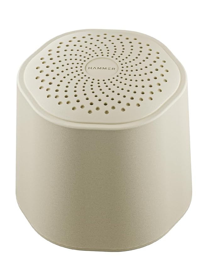 HAMMER Drop Go Portable Indoor Bluetooth Speaker | 5W RMS Output | Bluetooth 6.0 | Up to 32H Playtime | Twin Pairing | Made in India | Type-C Fast Charging | Built-in Mic | TF Card, USB Support- Beige