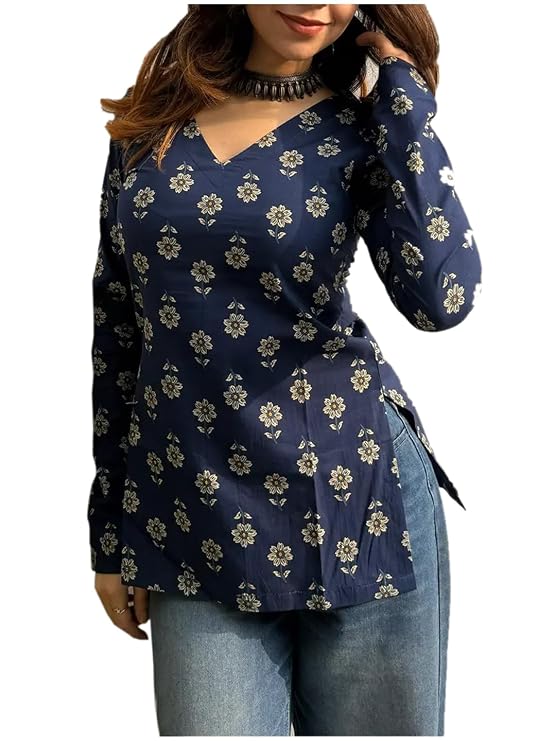 ANNI Designer Cotton Short Kurti for Women | Stylish Kurti | Short Kurti Top | Casual Kurta for Women | Comfortable Cotton Kurtis for Womens