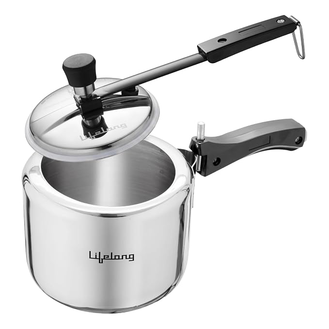 Lifelong 3L Stainless Steel Pressure Cooker | Inner Lid Design with Silicone Gasket | Induction & Gas Compatible | 1.2mm Thick | Leak-Proof, Durable, Rust-Resistant Body | ISI-Certified