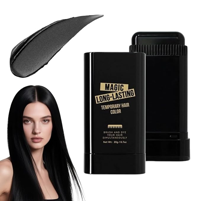 Umite Chef Instant Hairline Powder Stick for Women & Men  -  Waterproof Hairs Root Cover Up, Gray Hair Concealer, Long-Lasting Scalp Touch Up Stick, Natural Black Hair Shadow Filler - Black