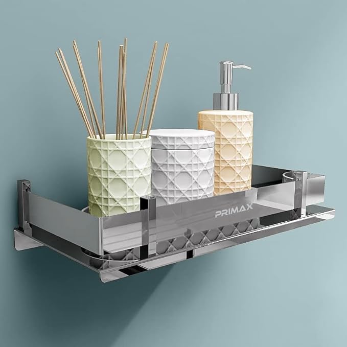 Plantex (Primax) Stainless Steel Bathroom Shelf Rack/Bathroom Organizer/Wall Shelf for Bathroom Accessories Set/Kitchen Stand/Kitchen Shelves & Racks - Chrome (12x5 Inch)
