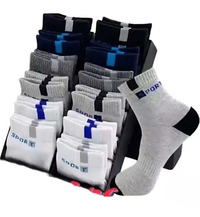 5 Pairs Sports Cotton Ankle Length Socks for Men, Pack of 5., Assorted