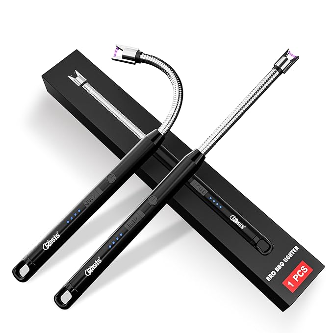 Crasts USB Plasma Rechargeable Electric Gas Lighter for Pooja Room, Candles, BBQ, Multi Purpose - 360 Degree Flexible & Windproof (Multicolor)