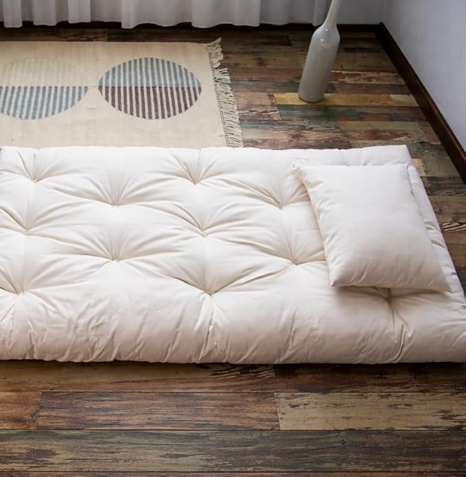 Soft Cotton Quilt Mattress Foldable Movable Picnic Light Weight Filled Single Firm Mattress| Gadda (Black Cotton, 2.5 X 6 FEET)