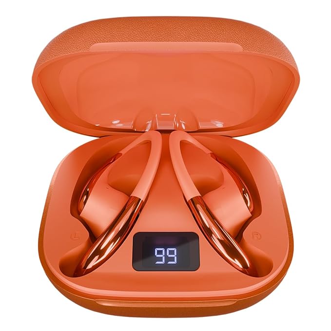ACwO DwOTS Sense Pro True Wireless Earbuds, 42dB ANC, Voice-First Mic System for Clear Calls, Skin-Friendly Ear Hooks, 12mm Drivers, Dual Pairing, Sweat Resistant, Advanced Bluetooth Ear Buds (Orange)