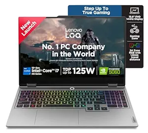 Lenovo LOQ 2025 Intel Core i7-13645HX| NVIDIA RTX 5060 8GB (16GB RAM/1TB SSD/144Hz Refresh Rate/572 AI TOPS/15.6" (39.6cm)/Windows 11/Office 2024/3 Mon. Game Pass/Grey/2.4Kg), 83JE019WIN