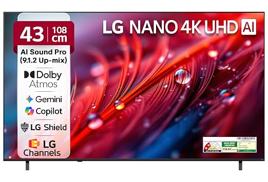 LG 108 cms (43 inches) NU87 AI Series Nano 4K Ultra HD (3840 x 2160) Smart webOS LED TV 43NU870BPLA 2026