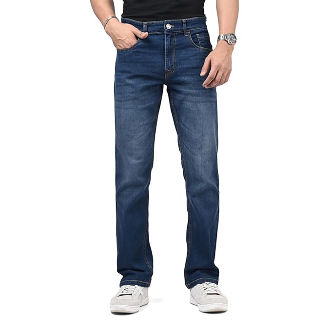 WROGN Men's Stretch Denim Jeans | Straight Fit | Casual Style | Mid Rise