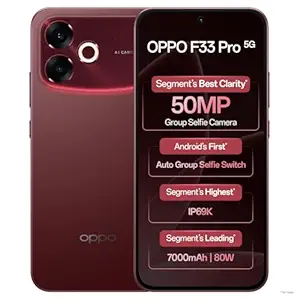 Oppo F33 Pro 5G Smartphone (8GB RAM, 128GB Storage, Passion Red) |50MP Ultrawide Selfie Camera|7000 mAh Long Battery Life | 80W Fast Charging-with No Cost EMI/Bank Offers