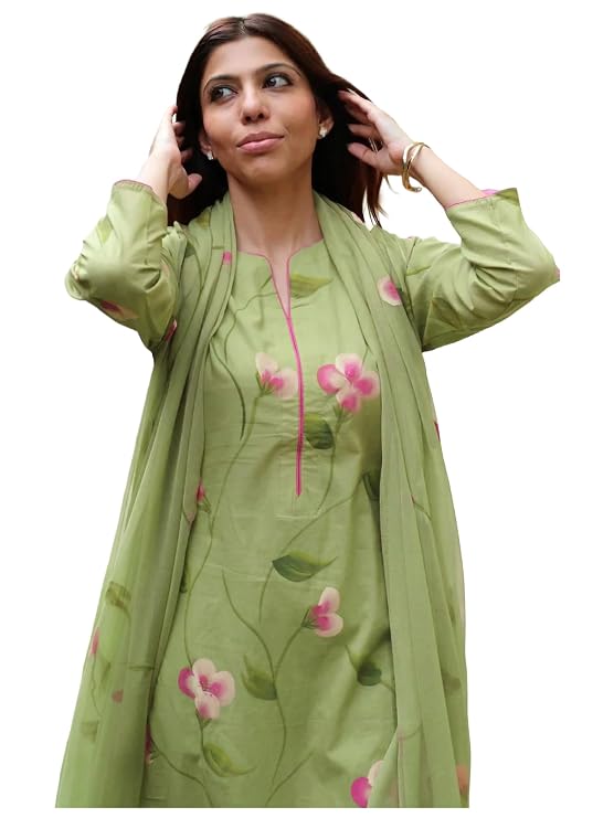 GoSriKi Women Viscose Printed Straight Kurta Set with Pant and Dupatta | Ladies Ethnic Kurta Suit | Indian Regular Fit Long Kurti Set