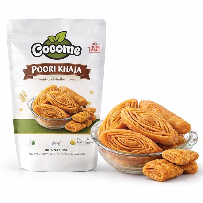COCOME - Poori Khaja | Traditional Andhra Sweet | Crispy Layered Khaja | Pheni Poori | Fresh & Hygienic | Khaja Puri - (250 grams)