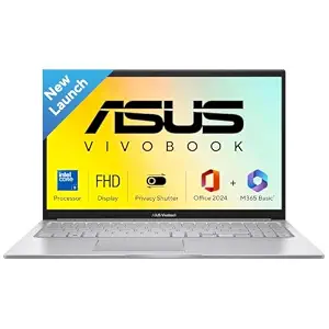 ASUS Vivobook 15, Thin & Light Laptop,(i3 14th Gen) Intel Core 3 100U (8GB/512GB SSD/Intel Graphics/ 15.6" FHD/Windows 11 H/Office 2024+M365 Basic(1-Year)/Backlit KB/Cool Silver), BQ1321WS